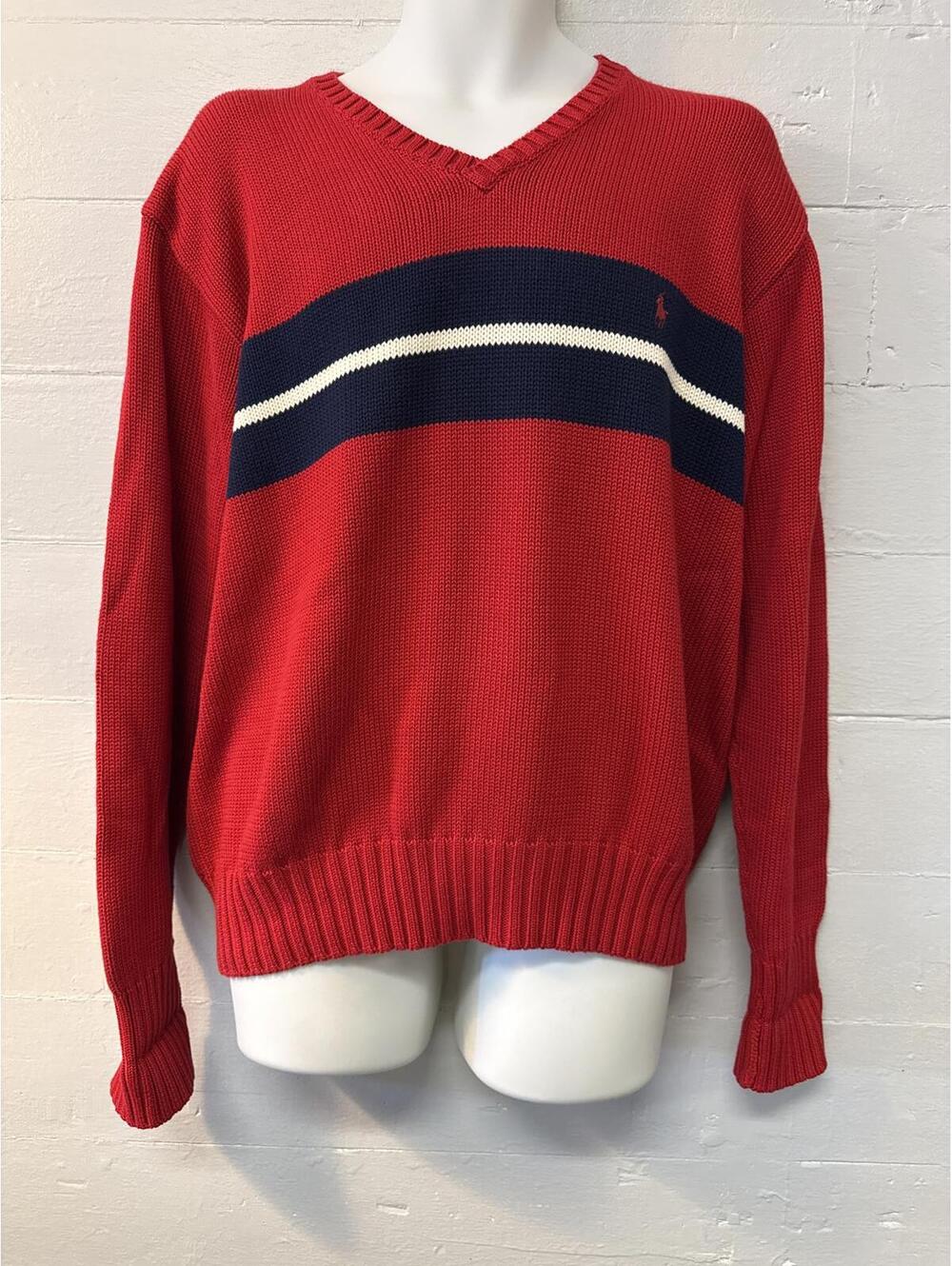 Vintage Ralph Lauren Polo v-neck pull-over cotton sweater L